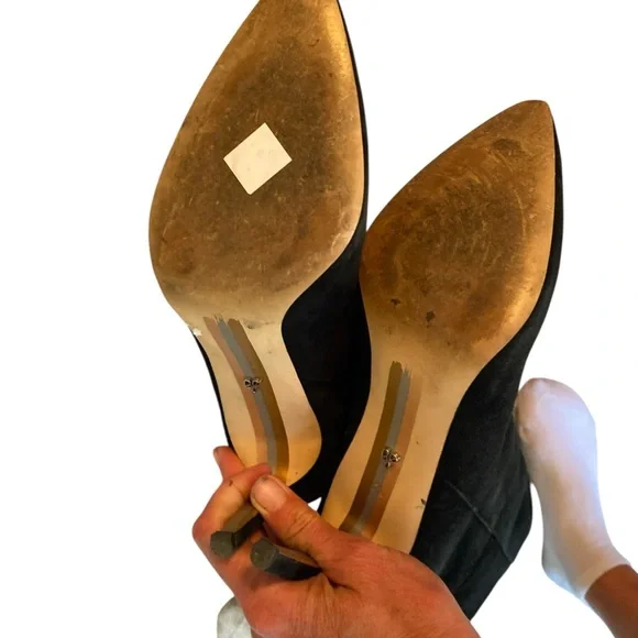 SAM EDELMAN BLACK SUEDE KNEE HIGH STILETTO POINTY TOE 7.5 - Picture 8 of 8